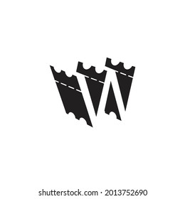 powerfull ticket with W letter logo vector