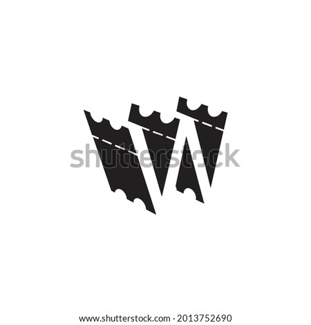 powerfull ticket with W letter logo vector