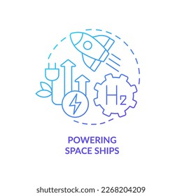 Powering spacecraft blue gradient concept icon. Green fuel. Advantage of hydrogen energy usage abstract idea thin line illustration. Isolated outline drawing. Myriad Pro-Bold font used