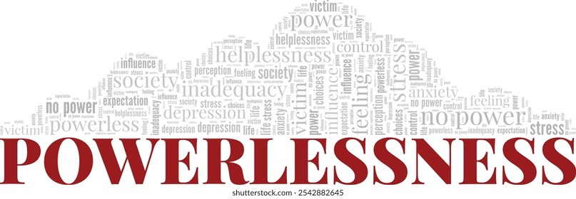 Powerlessness word cloud conceptual design isolated on white background.