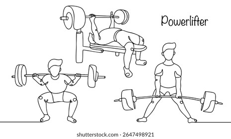 Powerlifter. An athlete who practices a strength sport that involves three basic exercises: bench press, squats, and deadlifts, with the goal of lifting the maximum amount of weight.
