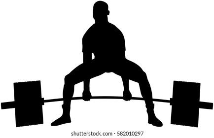 powerlifter exercise barbell deadlift in powerlifting competitions black silhouette