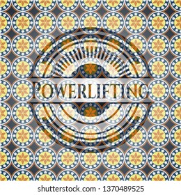 Powerlifting arabesque emblem background. arabic decoration.