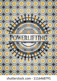 Powerlifting arabic badge background. Arabesque decoration.