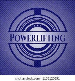 Powerlifting badge with denim texture