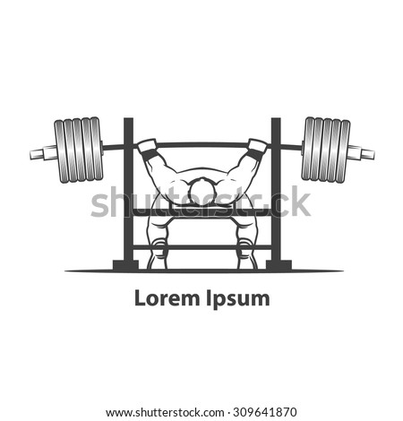 powerlifting bench press figure on isolated white background, simple illustration