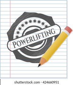 Powerlifting emblem draw with pencil effect