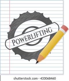 Powerlifting emblem draw with pencil effect