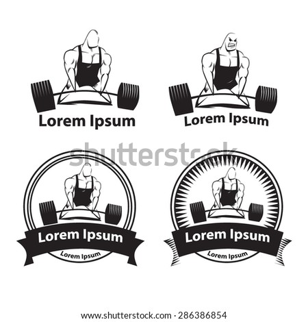 Powerlifting emblems, simple vector illustration