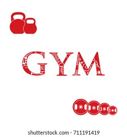 Powerlifting gym workout elements. Bodybuilding exercises equipment.
