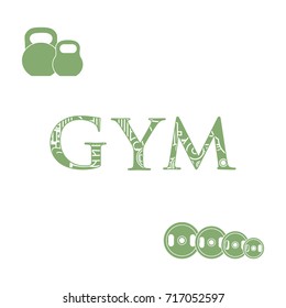 Powerlifting gym workout elements. Bodybuilding exercises equipment.