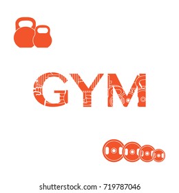 Powerlifting gym workout elements. Bodybuilding exercises equipment.