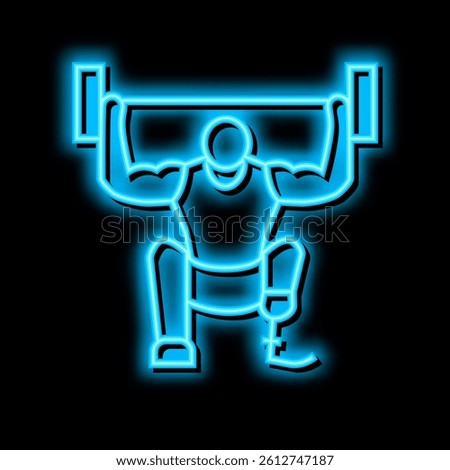 powerlifting handicapped athlete neon light sign vector. powerlifting handicapped athlete illustration