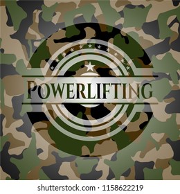 Powerlifting on camouflage texture