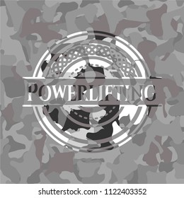 Powerlifting on grey camouflage texture