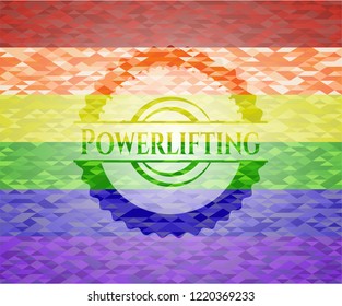 Powerlifting on mosaic background with the colors of the LGBT flag