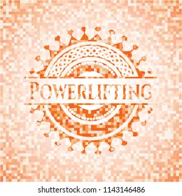 Powerlifting orange mosaic emblem with background