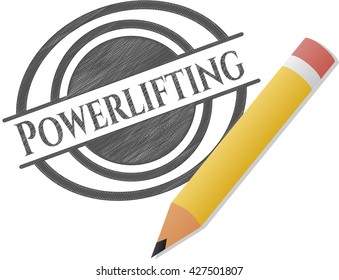 Powerlifting pencil strokes emblem