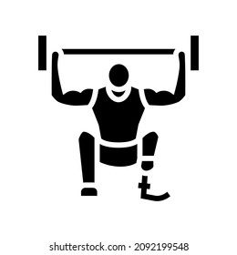 powerlifting person with a disability athlete glyph icon vector. powerlifting person with a disability athlete sign. isolated contour symbol black illustration