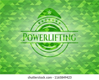 Powerlifting realistic green mosaic emblem