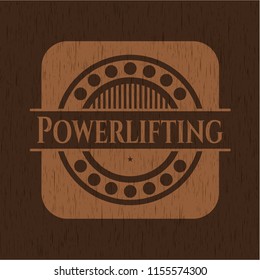 Powerlifting retro wooden emblem