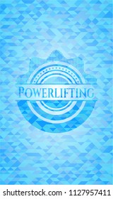 Powerlifting sky blue emblem with mosaic background
