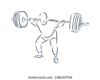 Powerlifting sport contour vector illustration