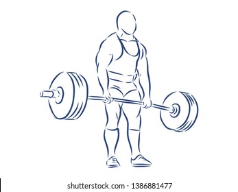 Powerlifting sport contour vector illustration