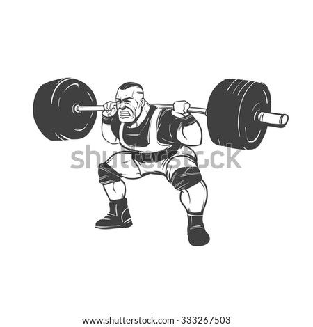 powerlifting squat figure on isolated white background