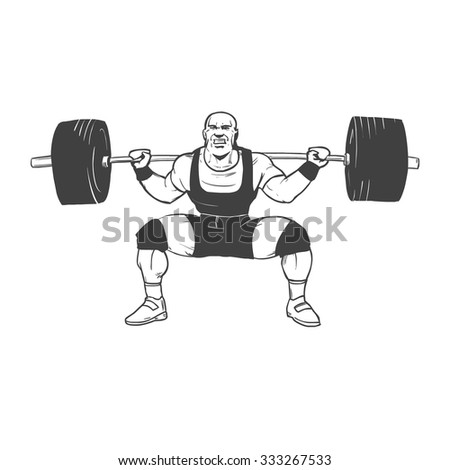 powerlifting squat figure on isolated white background
