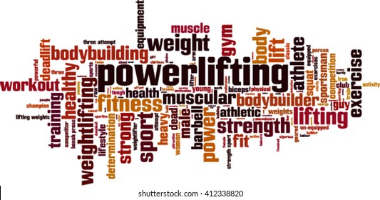 Powerlifting word cloud concept. Vector illustration