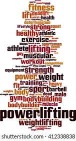 Power-lifting word cloud concept. Vector illustration