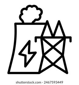 Powerplant Vector Line Icon Design