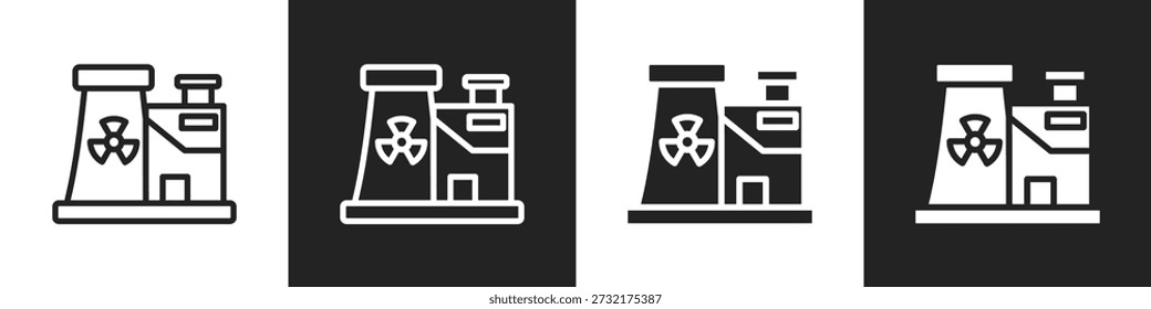 Powerplants Line And Solid Icon In White And Black Background