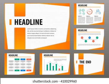 Powerpoint Background / Set Of 6 Vector Templates For Presentation Slides Powerpoint Ux Ui / Horizontal Annual Report / Visualization Powerpoint Layout