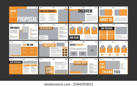 PowerPoint business presentation template. Abstract white, yellow, slides. Brochure cover design, cover design, proposal, pitch deck, google slides