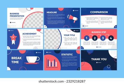 Powerpoint business presentation templates set. Able to use for modern keynote presentation background, brochure design, website slider, landing page, company profile, Social Media Advertisement