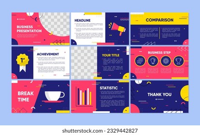 Powerpoint business presentation templates set. Able to use for modern keynote presentation background, brochure design, website slider, landing page, company profile, Social Media Advertisement