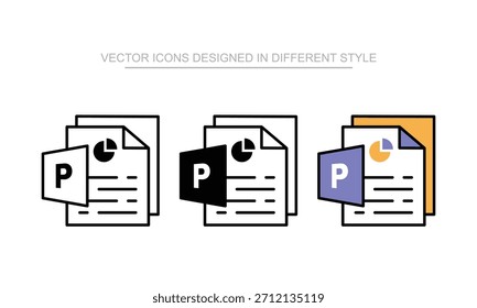 Icono de Vector de archivos de PowerPoint aislado en hoja blanca