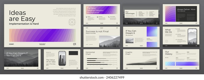 Powerpoint presentation templates. Modern Keynote presentation background, brand guidelines, brochure cover design, proposal, pitch deck, google slides, company profile, portfolio template.