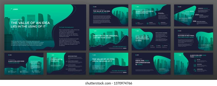 Powerpoint presentation templates set for business. Use for keynote presentation template, brochure cover  design, website slider, landing page, annual report, company profile.