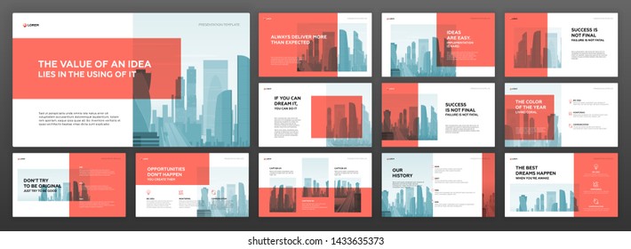 Powerpoint presentation templates set for business. Use for modern keynote  presentation background, brochure design, website slider, landing page, annual report, company profile.