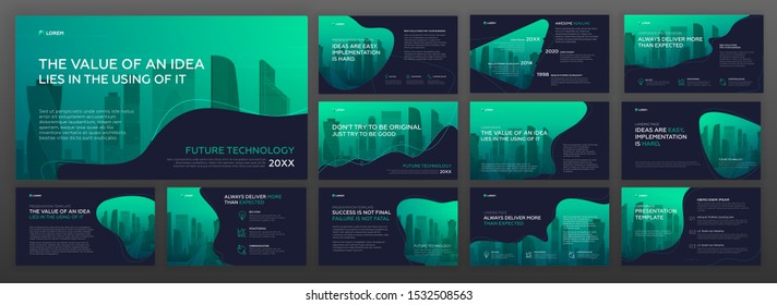 Powerpoint presentation templates set for business and construction. Use for keynote presentation background, brochure design, website slider, landing page, annual report, company profile