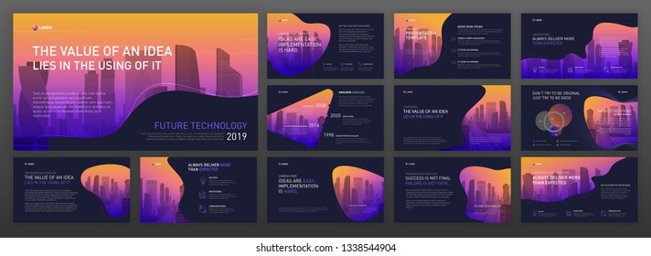 Conjunto de plantillas de presentación de Powerpoint. Se utiliza para el fondo de la plantilla, el diseño del folleto, el control deslizante del sitio web, la página de inicio, el informe anual.