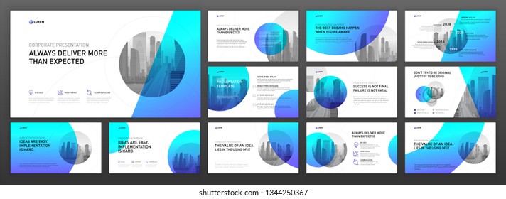 Powerpoint presentation templates set. Use for keynote template background, brochure design, website slider, landing page, annual report, company profile, portfolio, facebook banner.