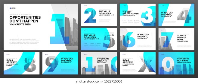 Powerpoint presentation templates set. Use for modern keynote presentation background, brochure design, website slider, landing page, annual report, company profile, facebook banner.