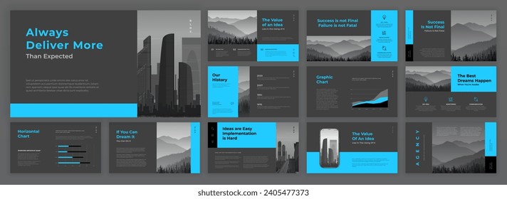 Powerpoint presentation templates set. Use for modern Keynote presentation background, brochure design, website slider, landing page, google slides.