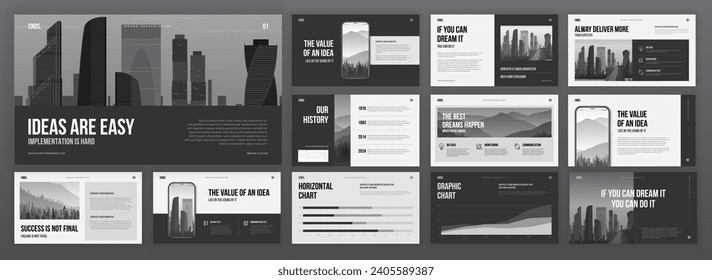 Powerpoint presentation templates set. Use for modern Keynote presentation background, brochure design, website slider, landing page, google slides.