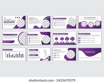 Powerpoint presentation templates set. Use for keynote presentation background, brochure design, website slider, landing page, annual report, company profile.