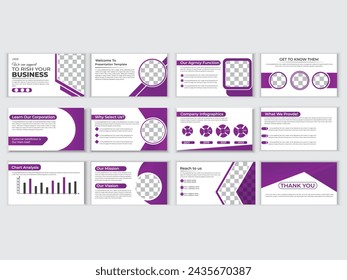 Powerpoint presentation templates set. Use for keynote presentation background, brochure design, website slider, landing page, annual report, company profile.